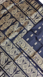 Black Baluchari Handloom Pure Silk Saree - Luxurion World