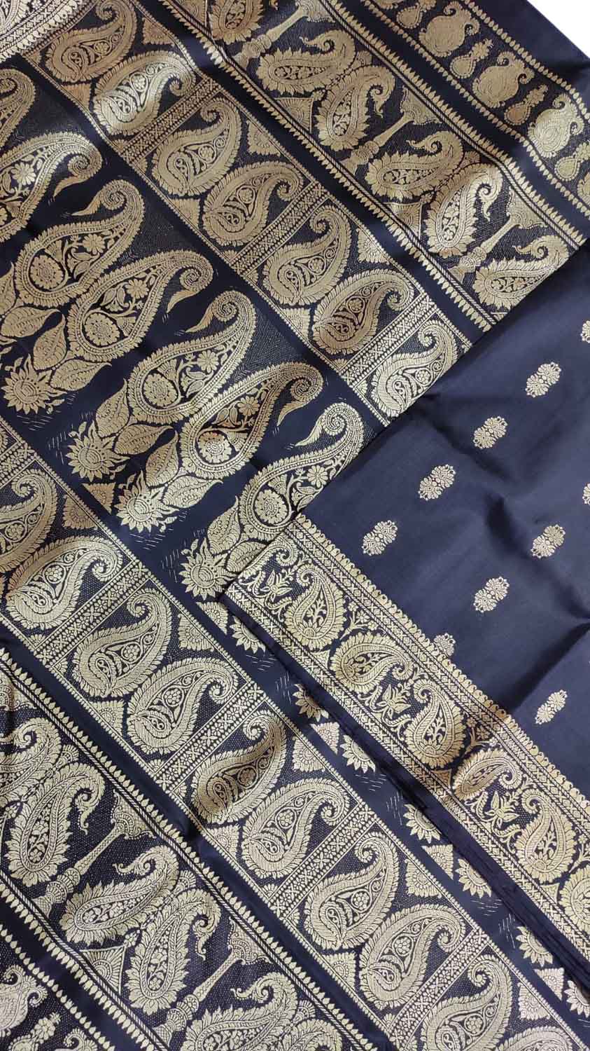 Black Baluchari Handloom Pure Silk Saree - Luxurion World