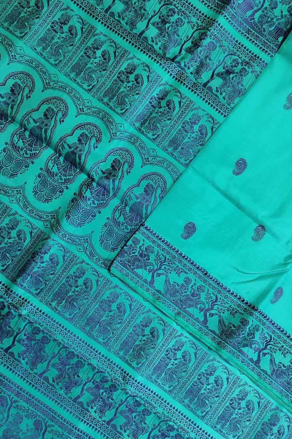 Blue Baluchari Handloom Pure Silk Saree - Luxurion World