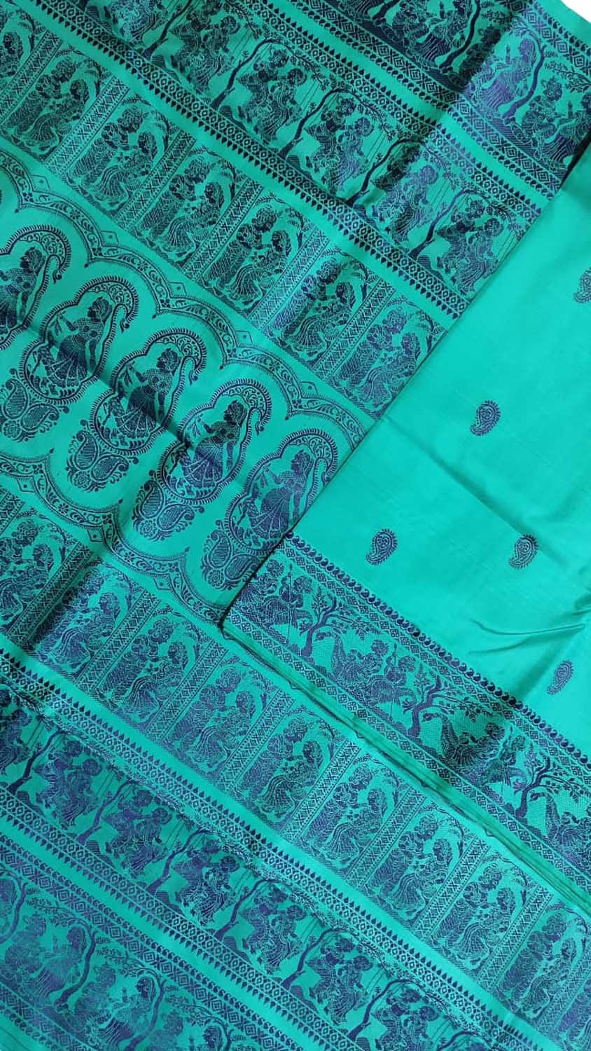 Blue Baluchari Handloom Pure Silk Saree - Luxurion World