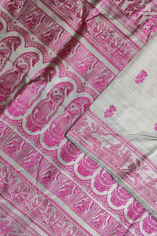 Pastel Baluchari Handloom Pure Silk Saree - Luxurion World