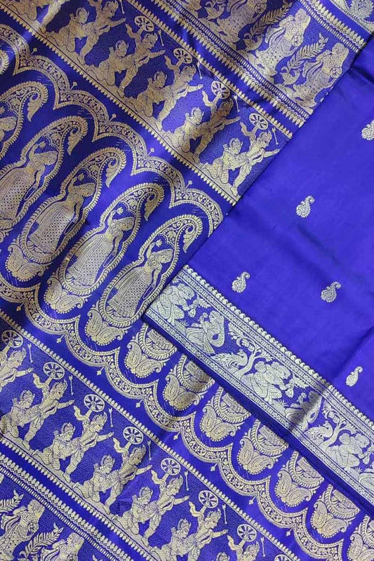 Blue Baluchari Handloom Pure Silk Saree - Luxurion World