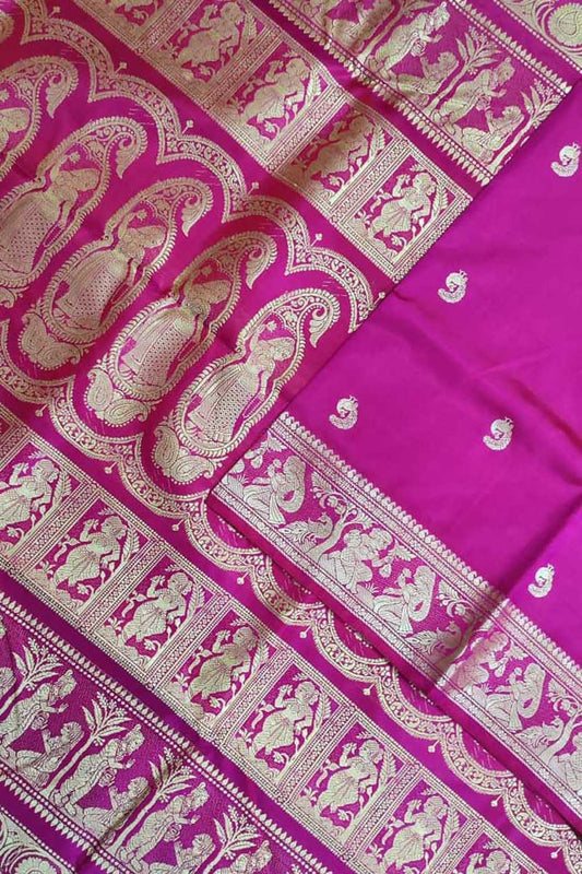 Pink Baluchari Handloom Pure Silk Saree - Luxurion World