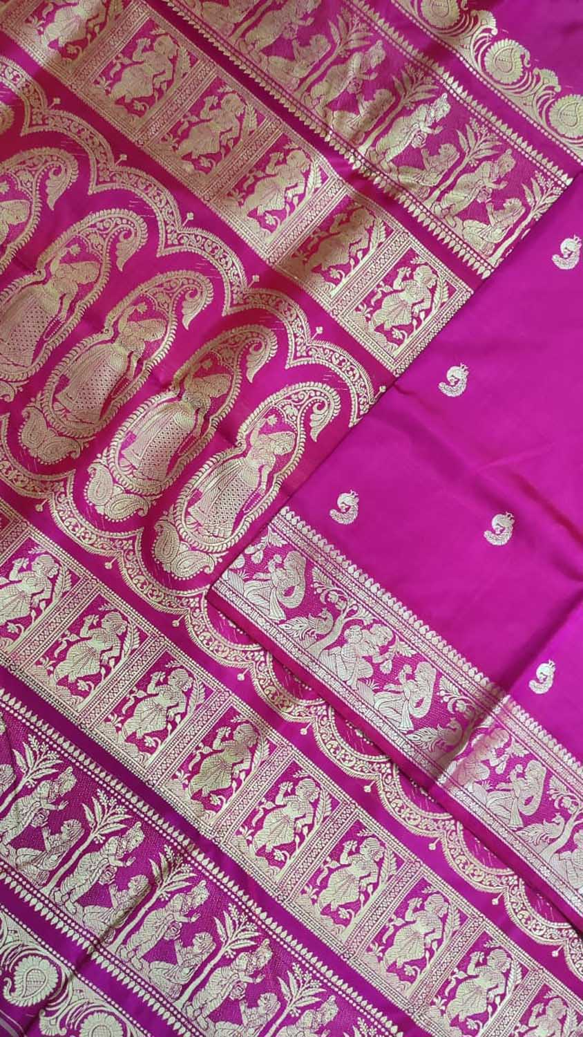Pink Baluchari Handloom Pure Silk Saree - Luxurion World