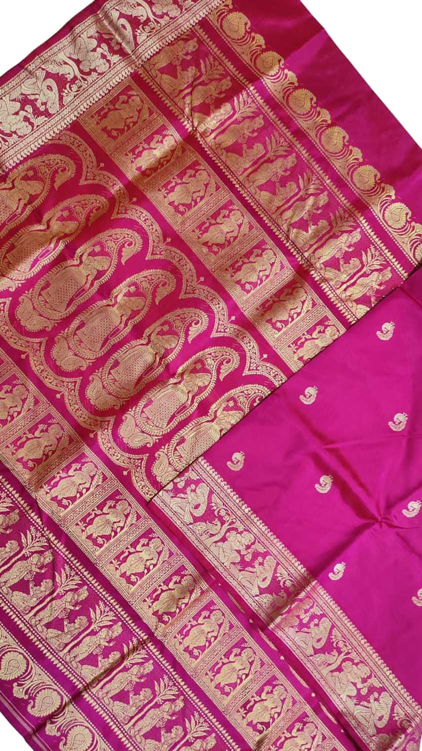 Pink Baluchari Handloom Pure Silk Saree - Luxurion World