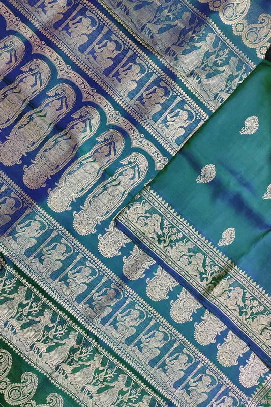 Green Baluchari Handloom Pure Silk Saree - Luxurion World