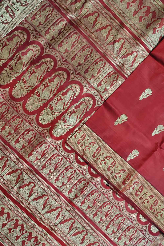 Red Baluchari Handloom Pure Silk Saree - Luxurion World