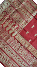 Red Baluchari Handloom Pure Silk Saree - Luxurion World