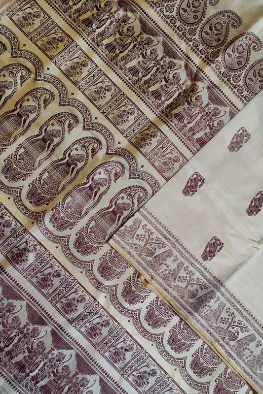 Pastel Baluchari Handloom Pure Silk Saree - Luxurion World