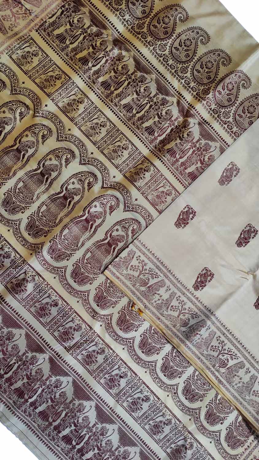 Pastel Baluchari Handloom Pure Silk Saree - Luxurion World