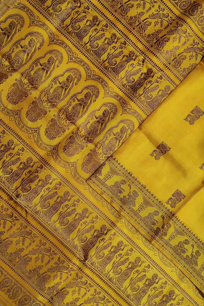 Yellow Baluchari Handloom Pure Silk Saree