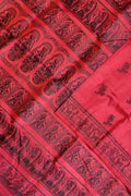 Red Baluchari Handloom Pure Silk Saree - Luxurion World