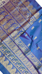 Blue Baluchari Handloom Pure Silk Saree - Luxurion World