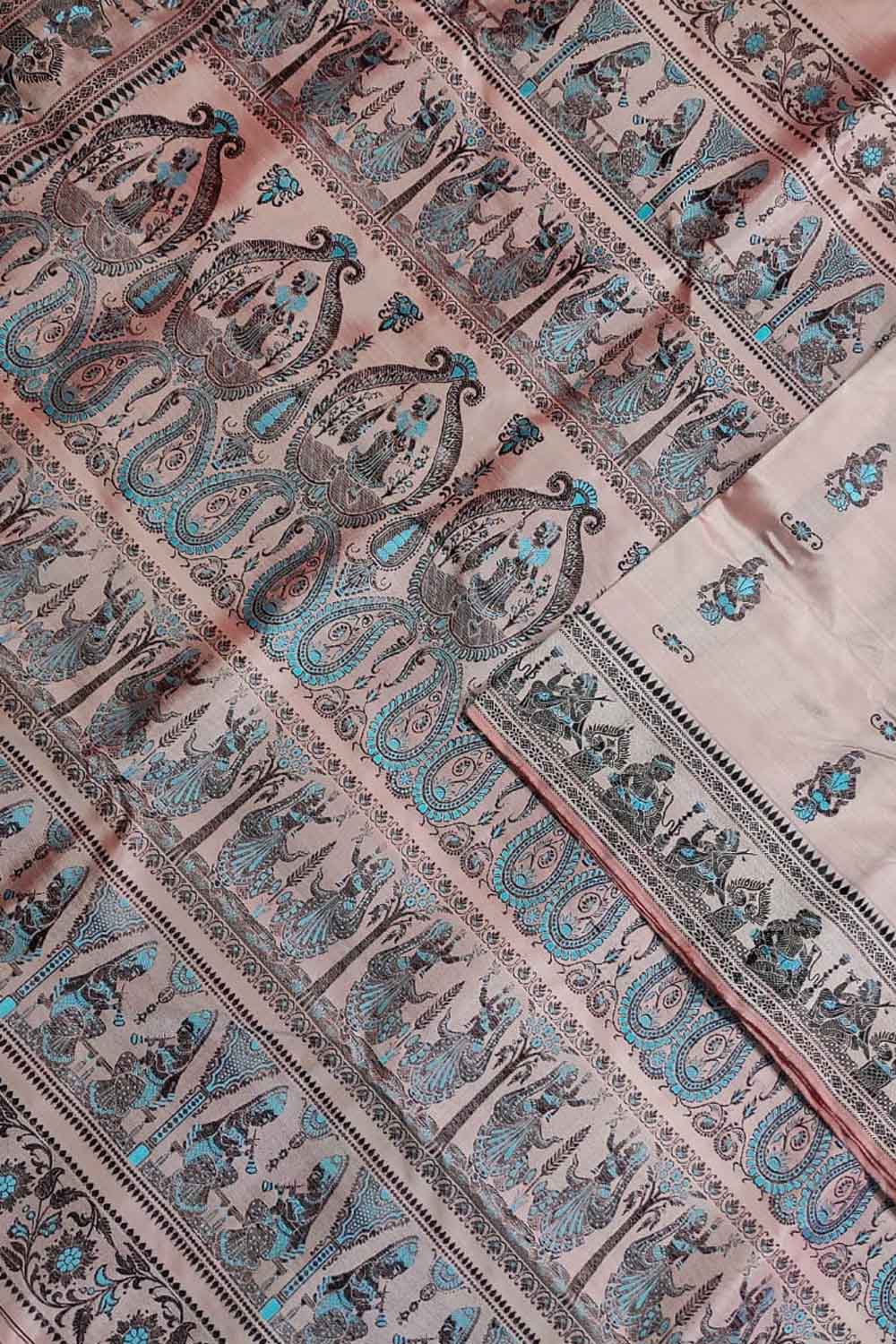 Pastel Baluchari Handloom Pure Silk Saree - Luxurion World