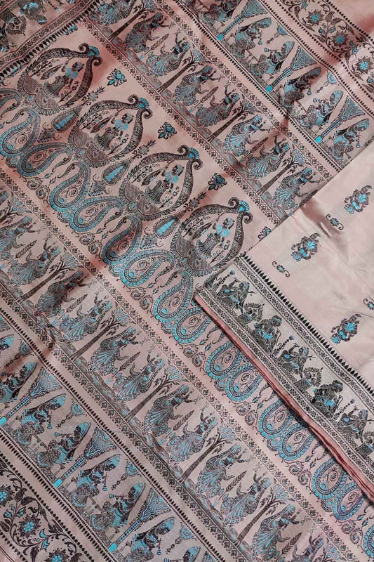 Pastel Baluchari Handloom Pure Silk Saree - Luxurion World