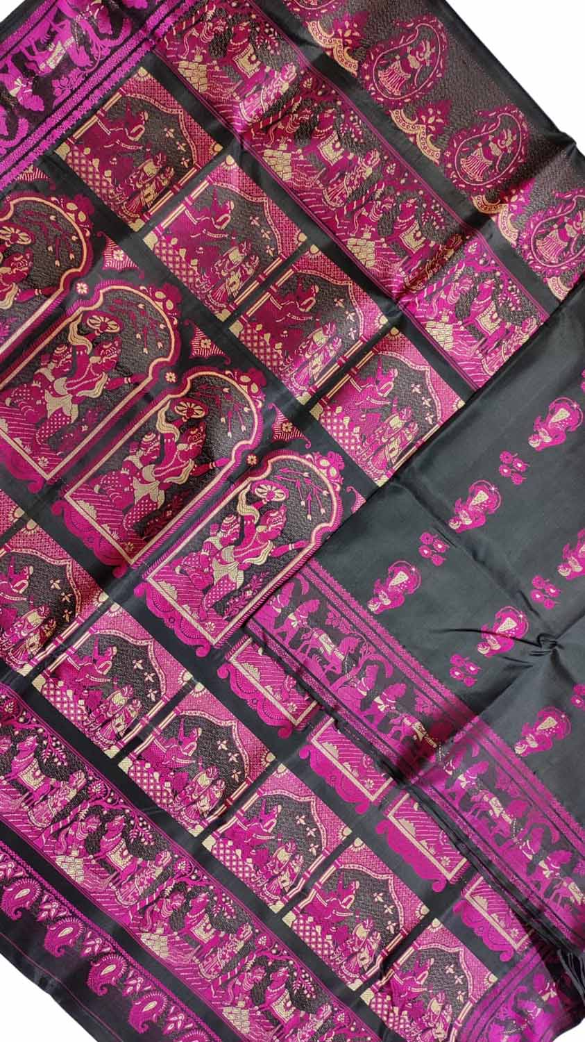 Black Baluchari Handloom Pure Silk Saree - Luxurion World