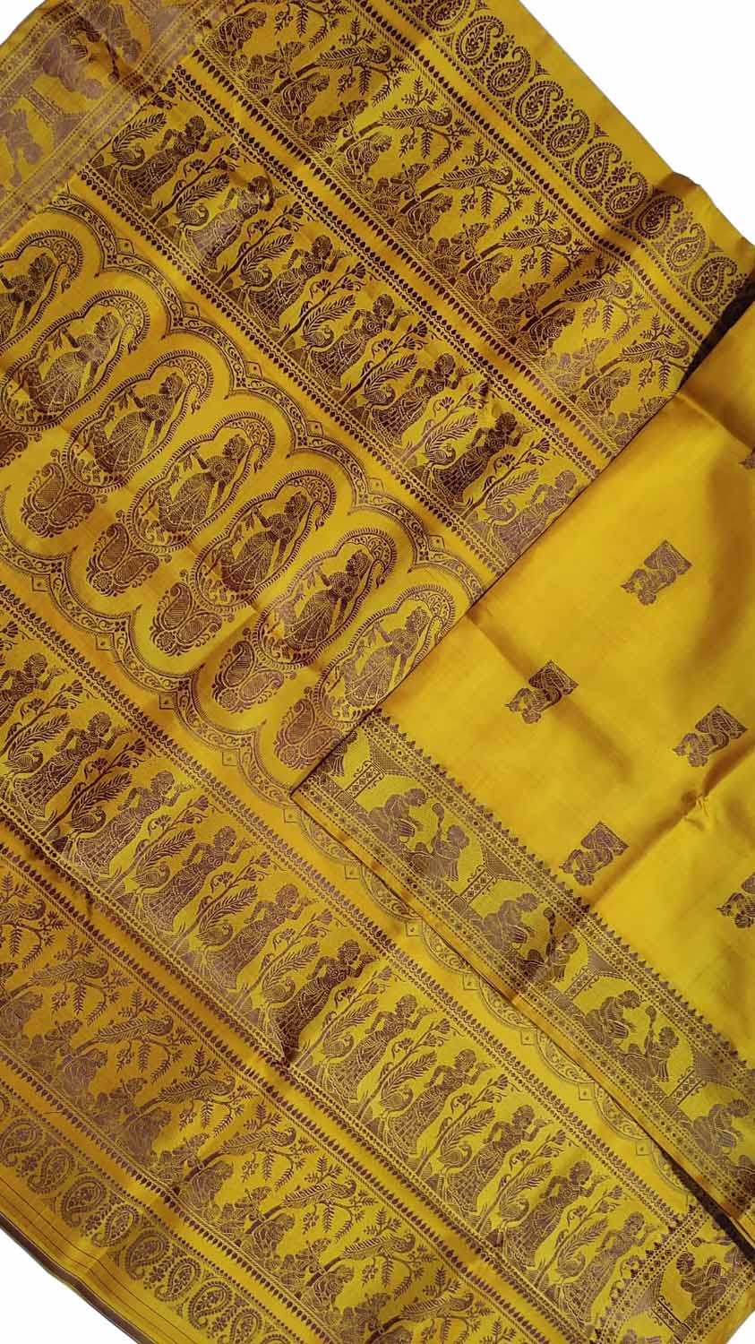 Exquisite Yellow Baluchari Handloom Silk Saree: A Timeless Elegance - Luxurion World
