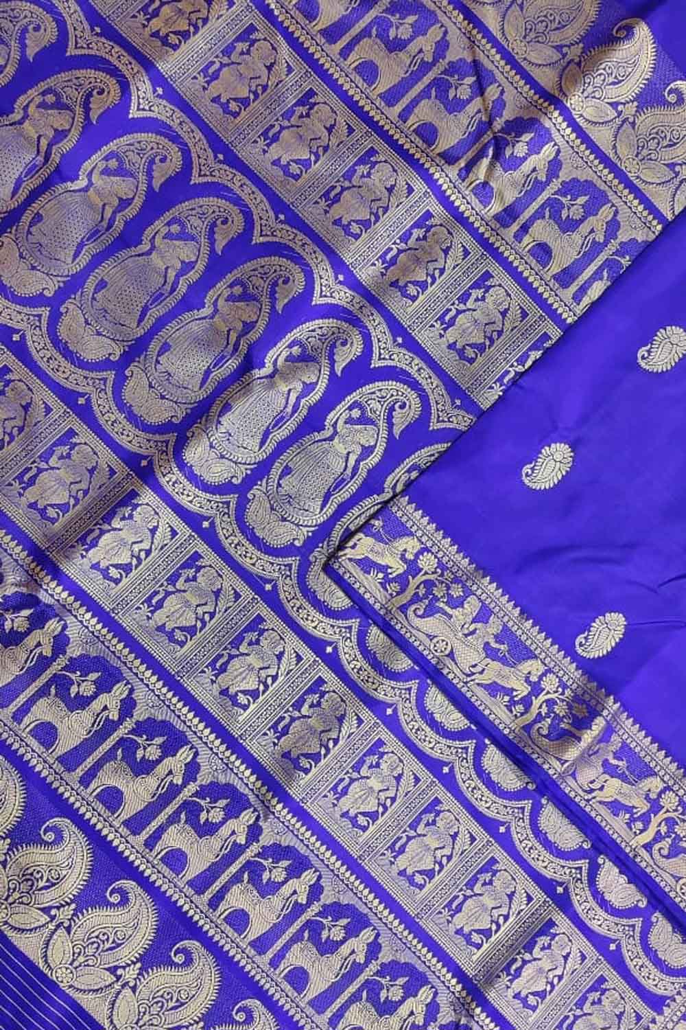 Exquisite Blue Baluchari Handloom Pure Silk Saree: Timeless Elegance - Luxurion World