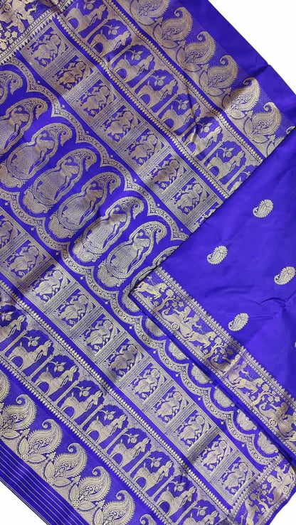 Exquisite Blue Baluchari Handloom Pure Silk Saree: Timeless Elegance - Luxurion World