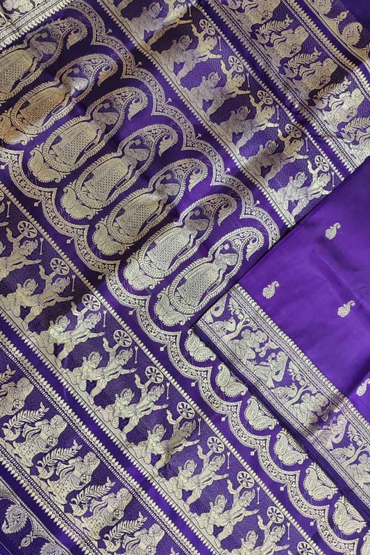 Elegant Purple Baluchari Handloom Pure Silk Saree - Luxurion World