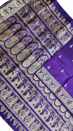 Elegant Purple Baluchari Handloom Pure Silk Saree - Luxurion World