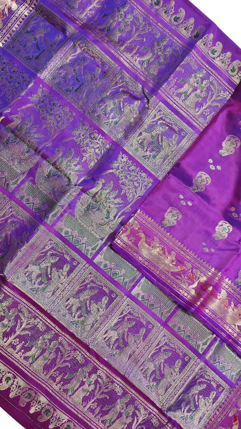 Elegant Purple Handloom Swarnachari Silk Saree: A Timeless Classic - Luxurion World