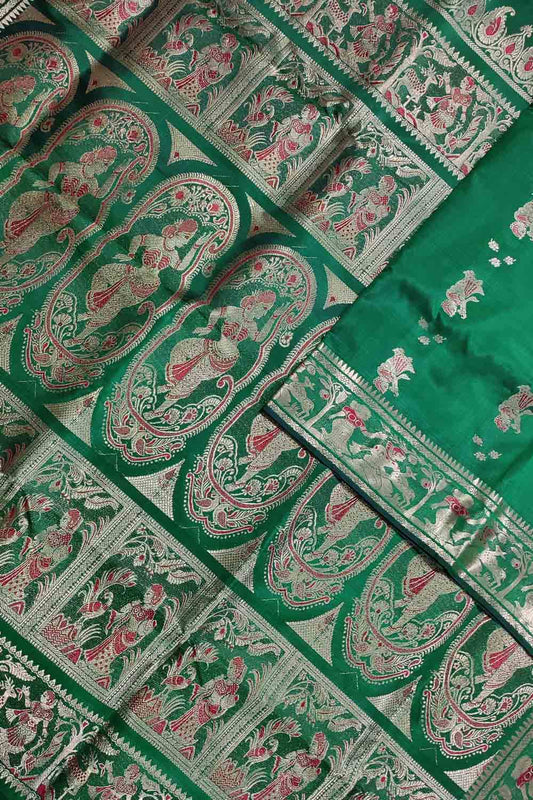 Exquisite Green Handloom Swarnachari Pure Silk Saree: A Timeless Masterpiece - Luxurion World