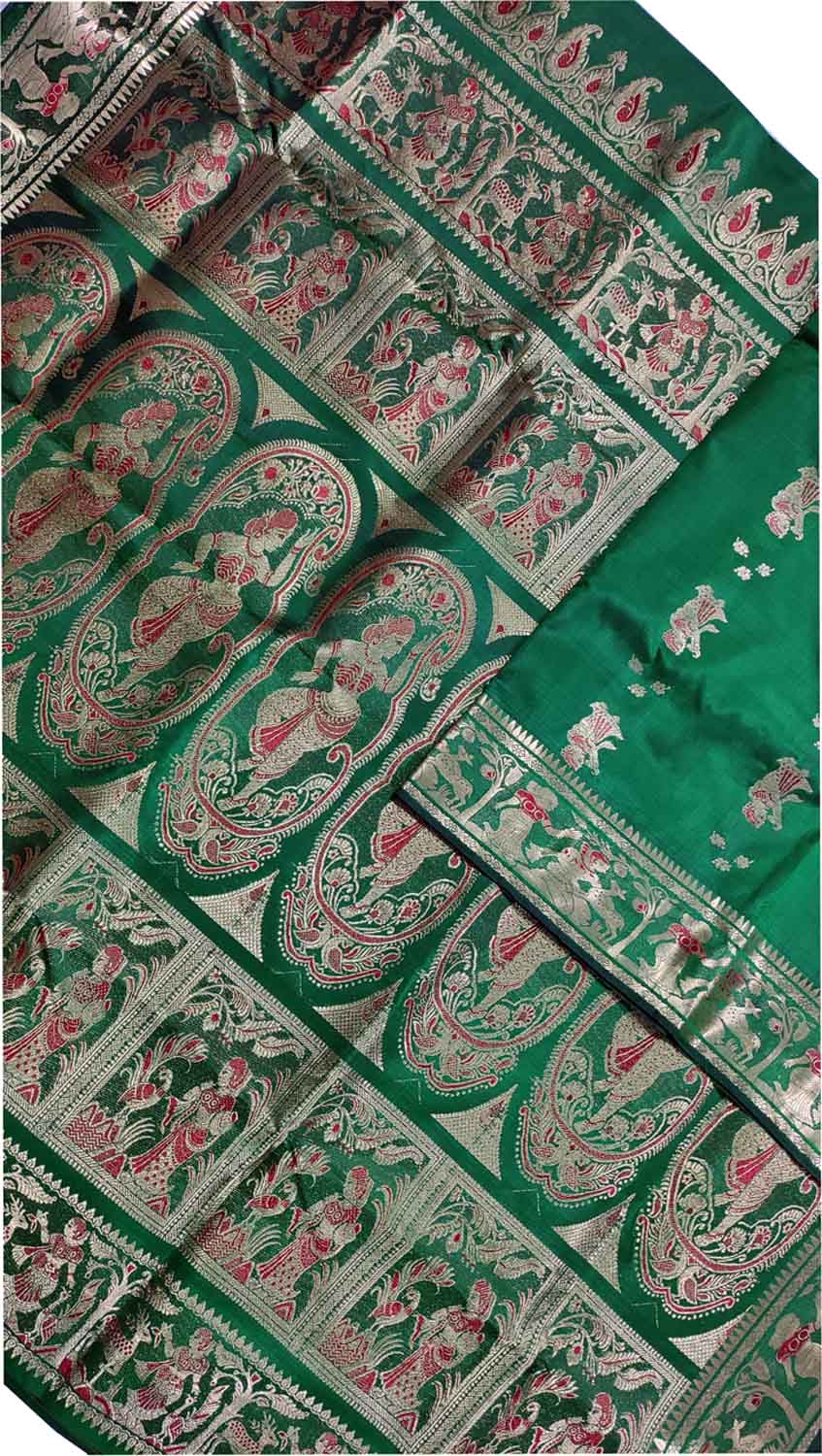 Exquisite Green Handloom Swarnachari Pure Silk Saree: A Timeless Masterpiece - Luxurion World