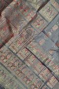 Elegant Grey Handloom Swarnachari Pure Silk Saree - Luxurion World