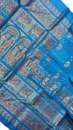 Elegant Blue Handloom Swarnachari Pure Silk Saree - Luxurion World