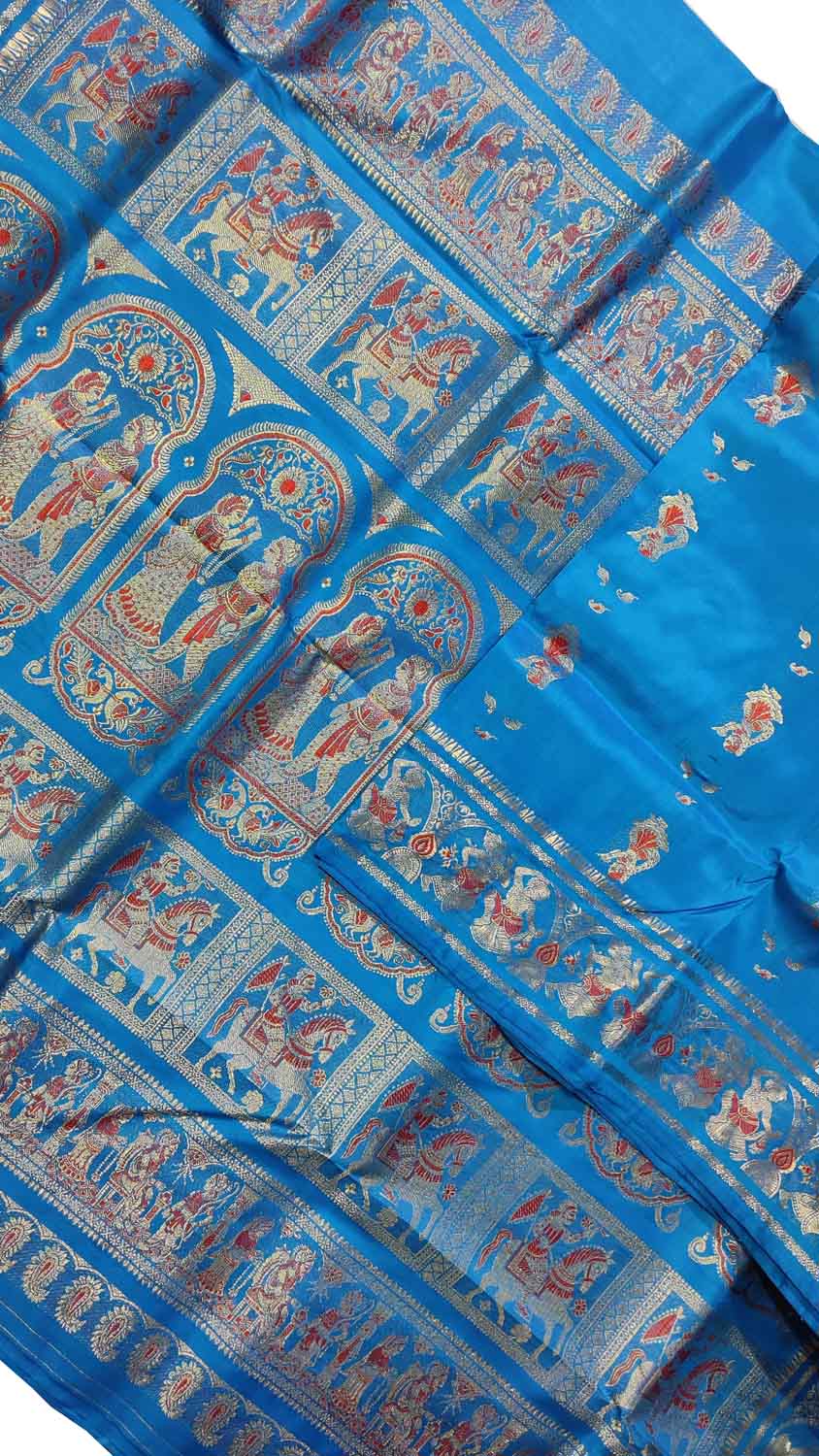 Elegant Blue Handloom Swarnachari Pure Silk Saree - Luxurion World