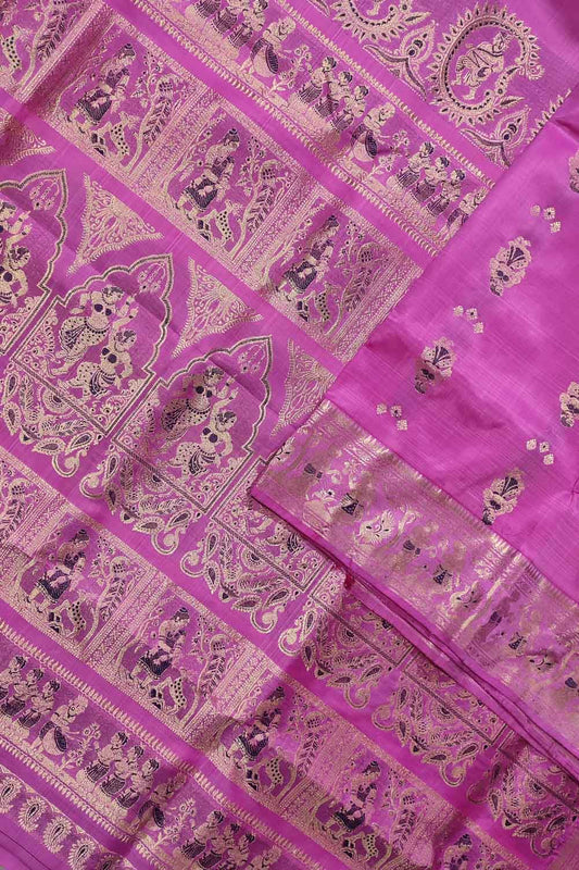 Elegant Pink Handloom Swarnachari Pure Silk Saree - Luxurion World