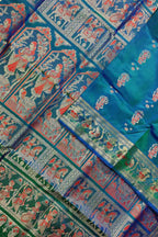 Elegant Blue Handloom Swarnachari Pure Silk Saree - Luxurion World