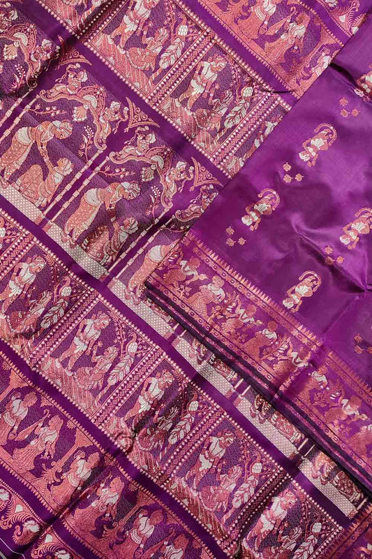 Elegant Purple Handloom Swarnachari Silk Saree: A Timeless Classic - Luxurion World