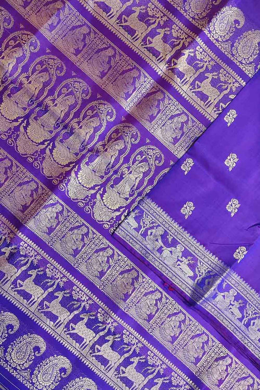 Elegant Purple Handloom Swarnachari Pure Silk Saree