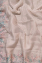 Pastel Embroidered Pure Organza Silk Scallop Border Saree - Luxurion World