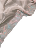 Pastel Embroidered Pure Organza Silk Scallop Border Saree - Luxurion World