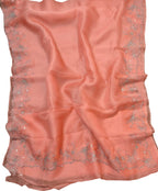 Orange Embroidered Pure Organza Silk Scallop Border Saree - Luxurion World