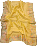 Yellow Embroidered Pure Organza Silk Scallop Border Saree - Luxurion World