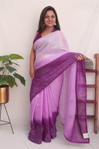 Purple Trendy Georgette Sequins Work Saree - Luxurion World
