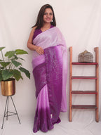 Purple Trendy Georgette Sequins Work Saree - Luxurion World