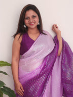 Purple Trendy Georgette Sequins Work Saree - Luxurion World