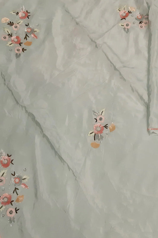 Blue Embroidered Trendy Organza Sequins Work Saree - Luxurion World