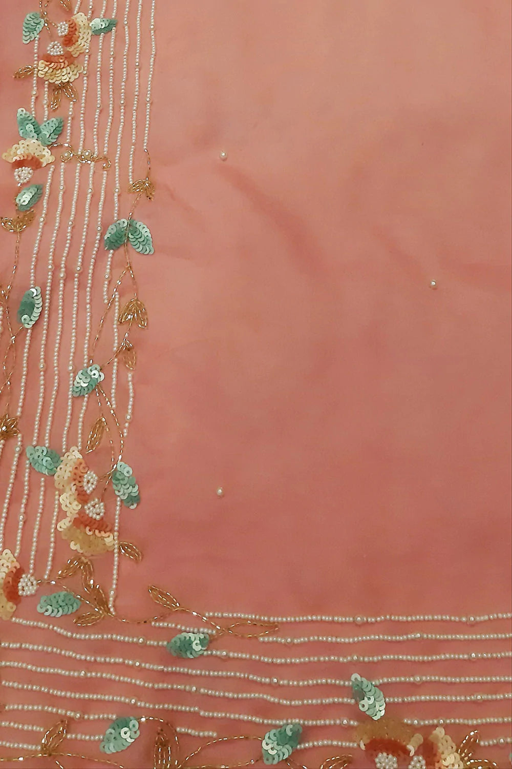 Pink Trendy Organza Sequins And Beads Work Saree - Luxurion World