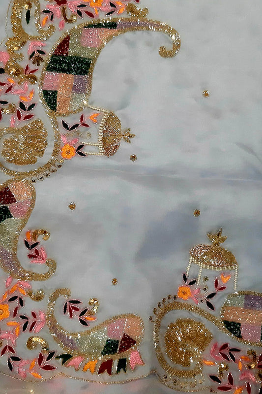 Blue Trendy Organza Cutdana And Sequins Work Saree - Luxurion World