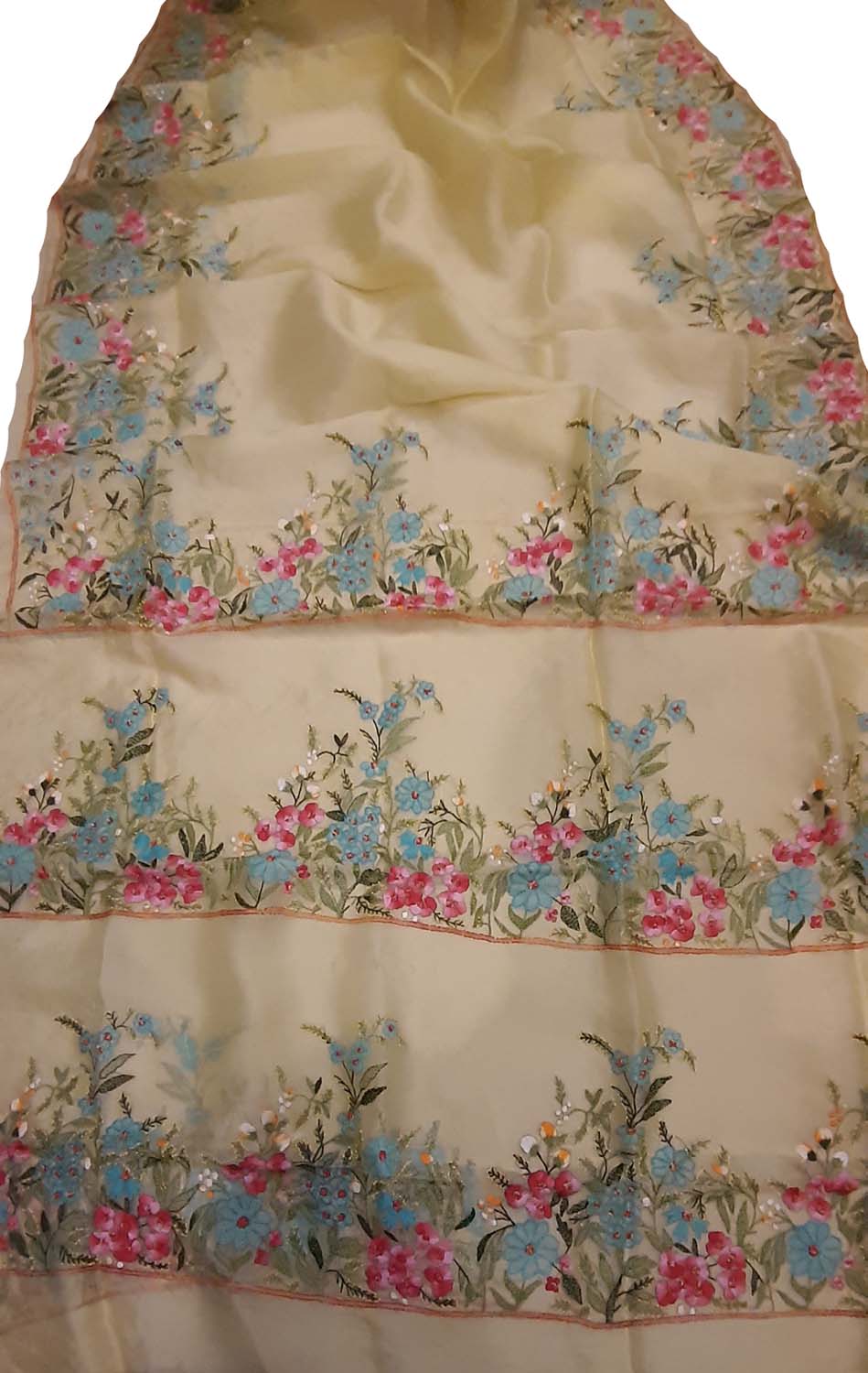 Pastel Embroidered Trendy Organza Beads Work Saree - Luxurion World