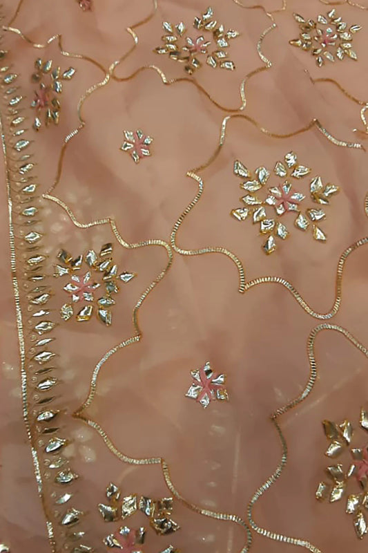 Orange Embroidered Trendy Organza Gota Work Saree - Luxurion World