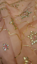 Orange Embroidered Trendy Organza Gota Work Saree - Luxurion World