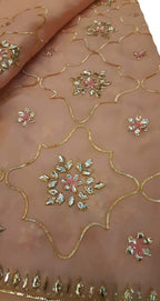 Orange Embroidered Trendy Organza Gota Work Saree - Luxurion World