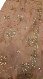 Orange Embroidered Trendy Organza Gota Work Saree - Luxurion World